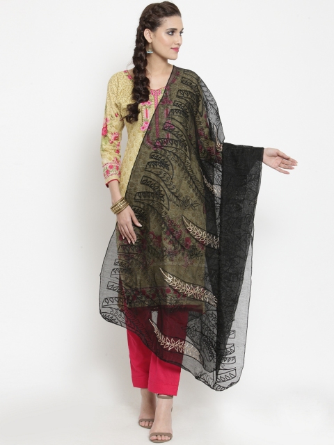 

mf Black Embroidered Dupatta