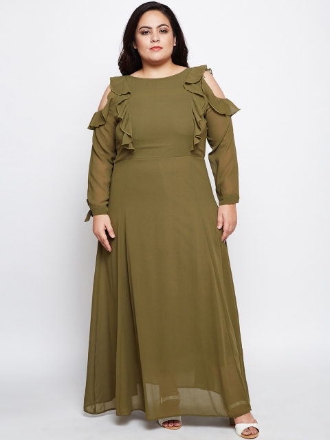 

Oxolloxo Women Olive Green Solid Maxi Dress