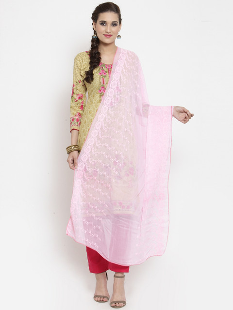 

mf Pink Embroidered Dupatta