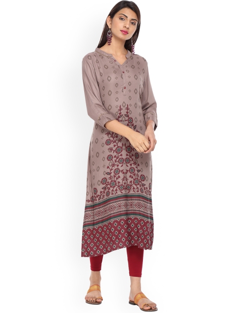 

Alena Women Mauve Printed Straight Kurta