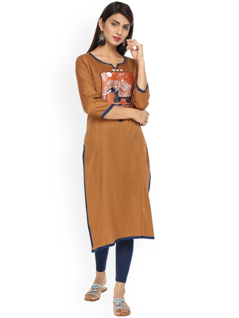 

Alena Women Brown Solid Straight Kurta