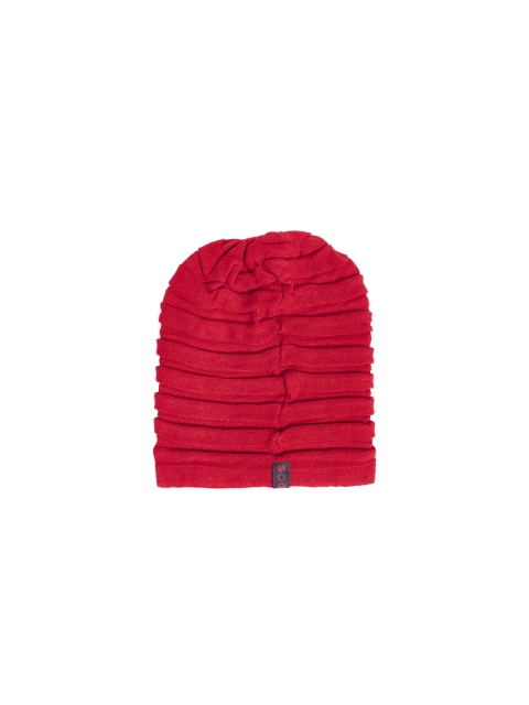 

PUNK Men Red Self Design Beanie