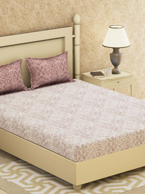 

Boutique Living India Off-White Ethnic Motifs Flat 210 TC 1 Double Bedsheet Pillow Covers