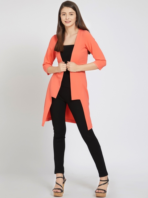 

Smarty Pants Peach-Coloured Solid Open Front Shrug