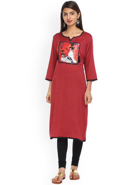 

Alena Women Maroon Solid Straight Kurta