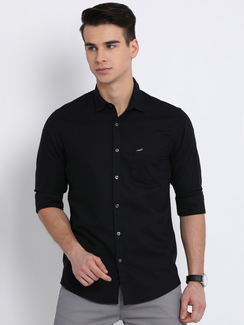

Crocodile Men Black Slim Fit Striped Casual Shirt