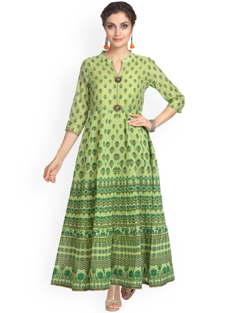 

Alena Women Green Printed Anarkali Kurta