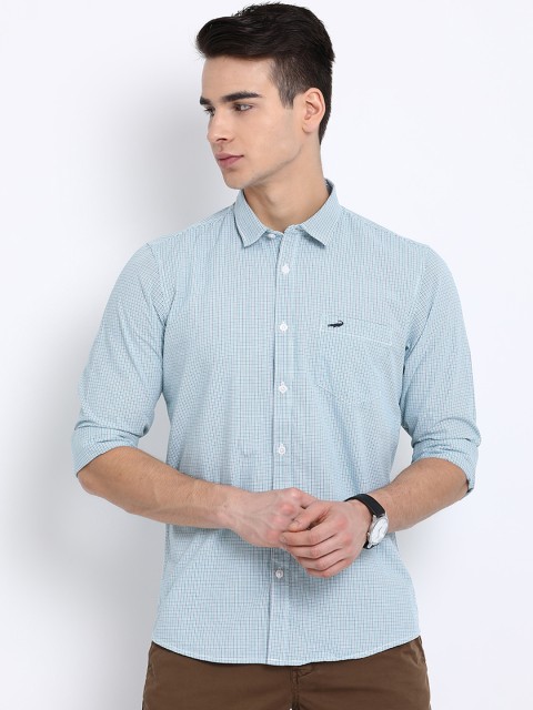 

Crocodile Men Blue & Green Slim Fit Checked Casual Shirt