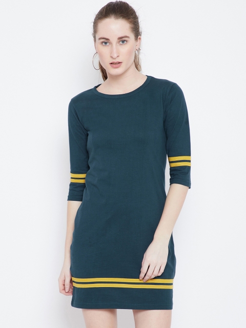 

The Dry State Women Green Solid T-shirt Dress