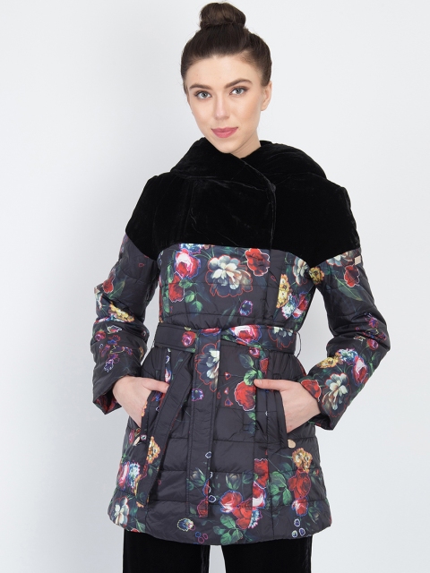 

NIZA Women Black Printed Padded Jacket