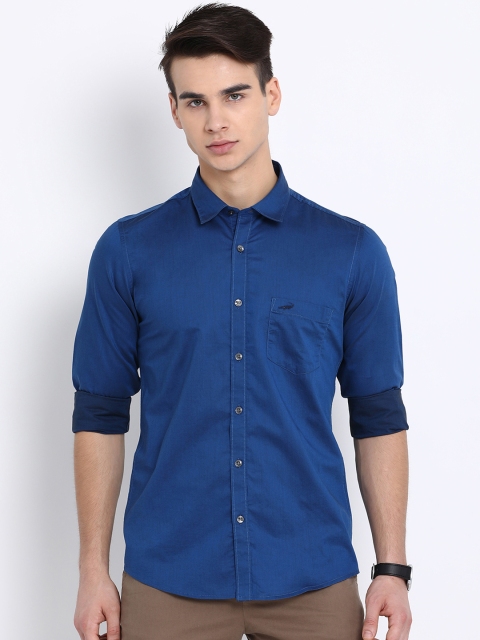 

Crocodile Men Navy Blue Slim Fit Solid Casual Shirt
