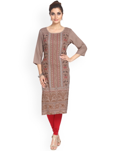 

Alena Women Grey Printed Straight Kurta