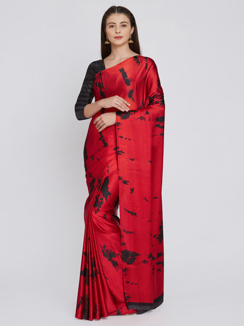 

Rajesh Silk Mills Red Printed Pure Crepe Saree