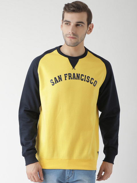 

GRIFFEL Men Yellow & Black Solid Sweatshirt