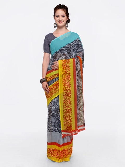 

Ligalz Multicoloured Printed Poly Georgette Saree, Multi