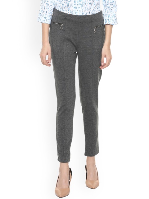 

Allen Solly Woman Grey Regular Fit Solid Cigarette Trousers