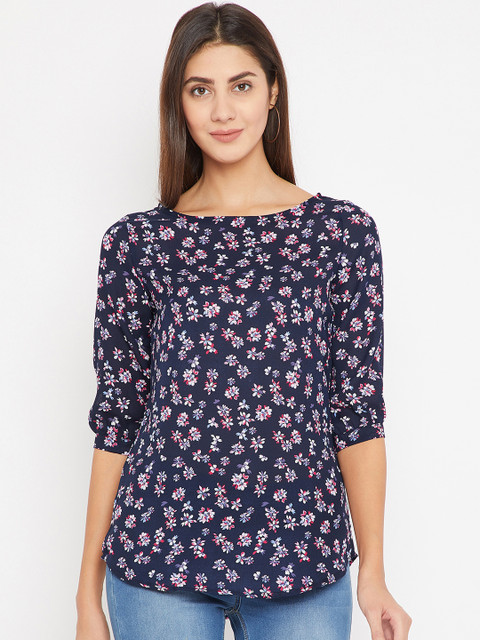 

Toshee Women Navy Blue Printed A-Line Top