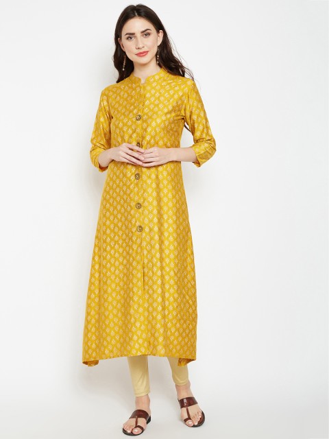 

Be Indi Women Mustard Printed A-Line Kurti