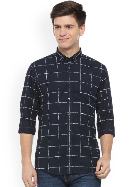 

Van Heusen Sport Men Navy Blue Slim Fit Checked Casual Shirt