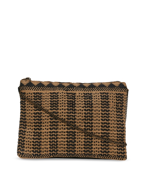 

Diwaah Brown & Black Self Design Sling Bag