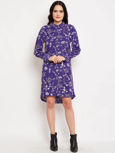 

Oxolloxo Women Blue Printed Shirt Dress