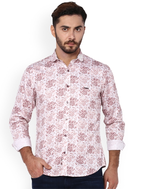 

V Dot Men White & Purple Slim Fit Printed Casual Shirt