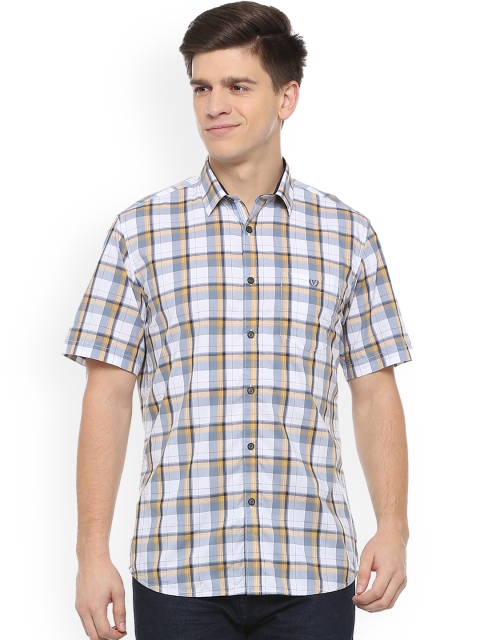 

Van Heusen Sport Men Blue & Off-White Slim Fit Checked Casual Shirt