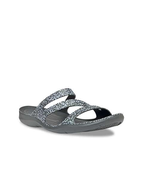 

Crocs Women Black Printed Synthetic Open Toe Flats