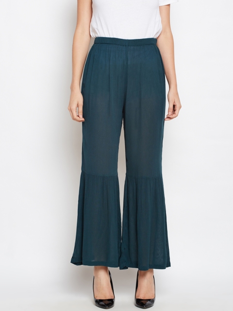 

Oxolloxo Women Teal Regular Fit Solid Bootcut Trousers