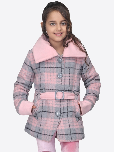 

CUTECUMBER Girls Pink Checked Tailored Jacket
