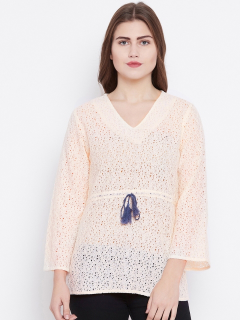 

Toshee Women Cream-Coloured Self Design Top
