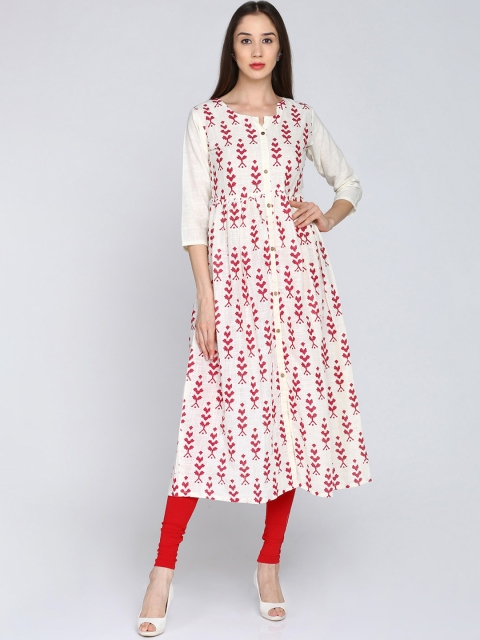 

Soch Women White & Red Printed A-Line Kurta