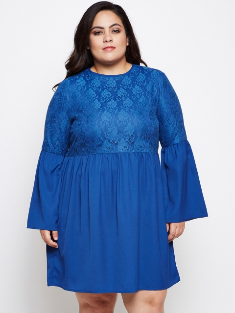 

Oxolloxo Women Blue Solid Fit and Flare Dress