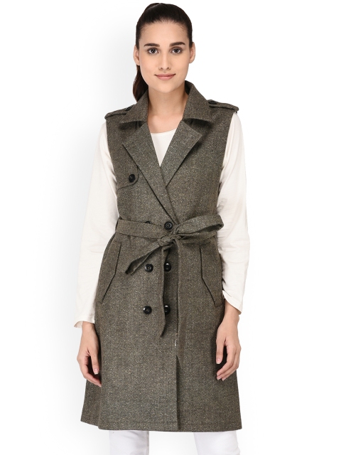 

Owncraft Women Green Woollen Double-Breasted Overcoat