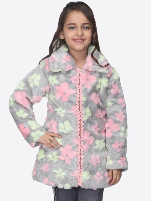 

CUTECUMBER Girls Grey Printed Puffer Jacket
