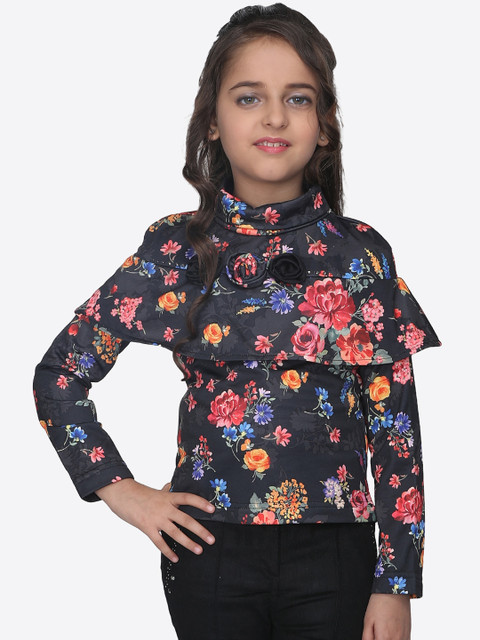 

CUTECUMBER Girls Black Printed Top