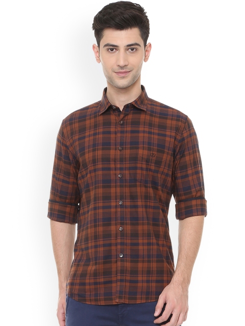 

Van Heusen Sport Men Brown & Navy Blue Slim Fit Checked Casual Shirt