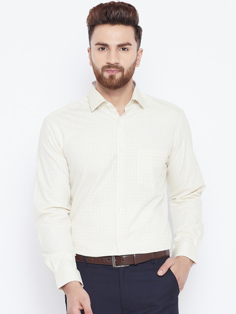 

Canary London Men Cream-Coloured Smart Slim Fit Self Design Formal Shirt