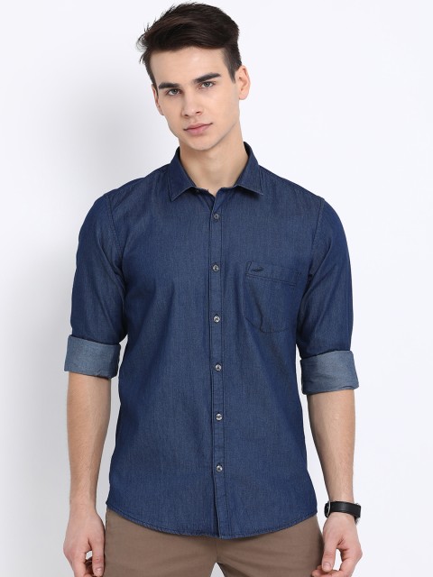 

Crocodile Men Navy Blue Slim Fit Solid Casual Shirt