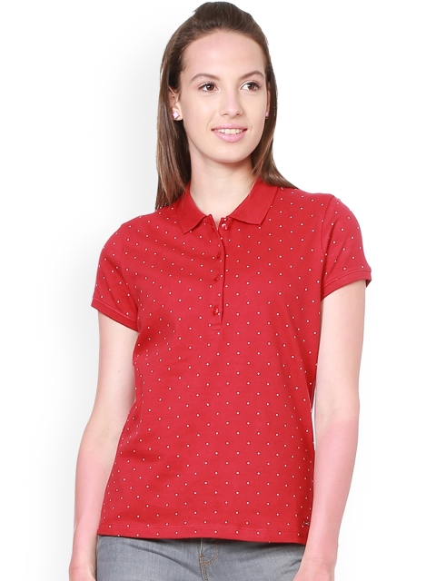 

Allen Solly Woman Red Printed Polo Collar T-shirt