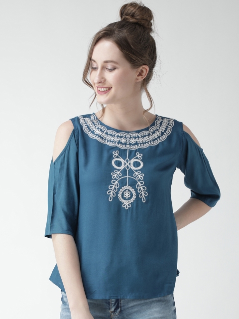 

The Dry State Women Blue Solid A-Line Top