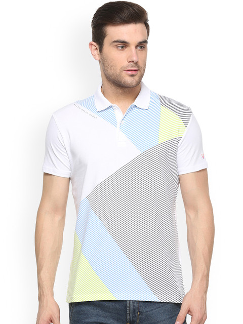 

Solly Sport Men White Striped Polo Collar T-shirt
