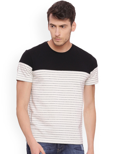 

Soul Space Men Off-White Colourblocked Round Neck Organic Cotton T-shirt