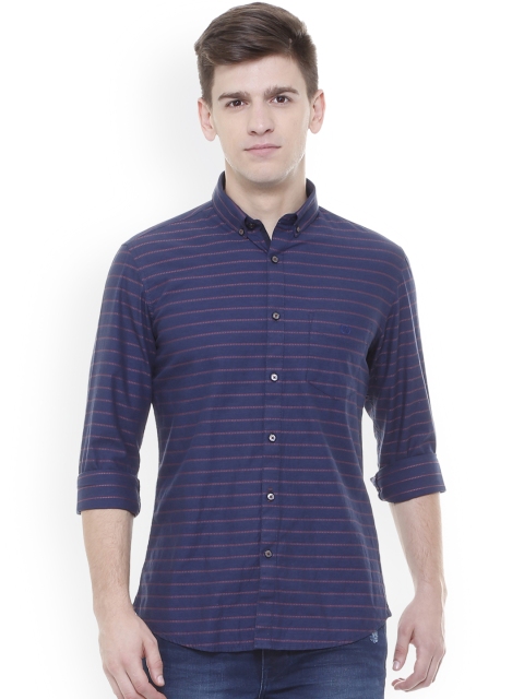 

Van Heusen Sport Men Navy Blue Slim Fit Striped Casual Shirt