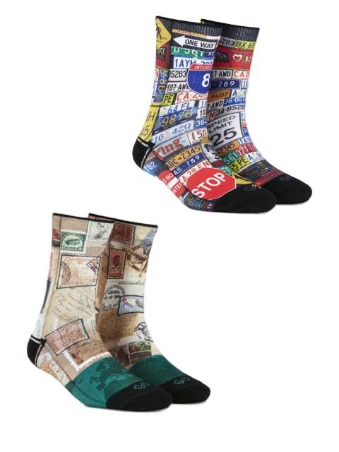 

Dynamocks Unisex Pack of 2 Multicoloured Patterned Calf-Length Socks, Multi