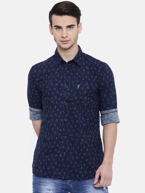 

Classic Polo Men Navy Blue Slim Fit Printed Casual Shirt