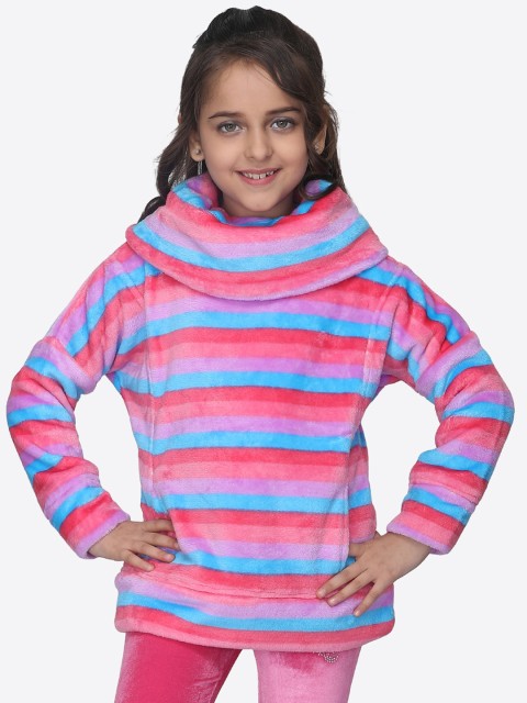 

CUTECUMBER Girls Pink & Blue Striped Pullover