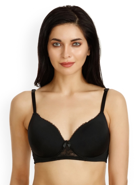 

Zivame Black Solid Underwired Lightly Padded T-shirt Bra ZI1025FASHE