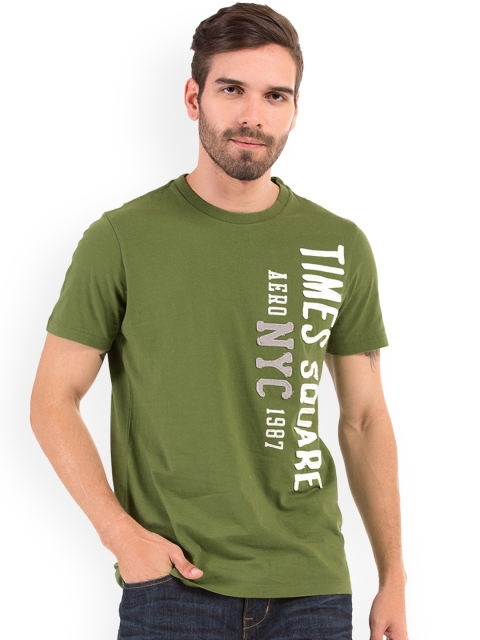 

Aeropostale Men Green Printed Round Neck T-shirt