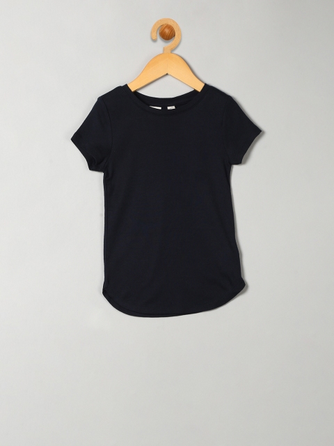 

GAP Girls Navy Blue Solid T-shirt